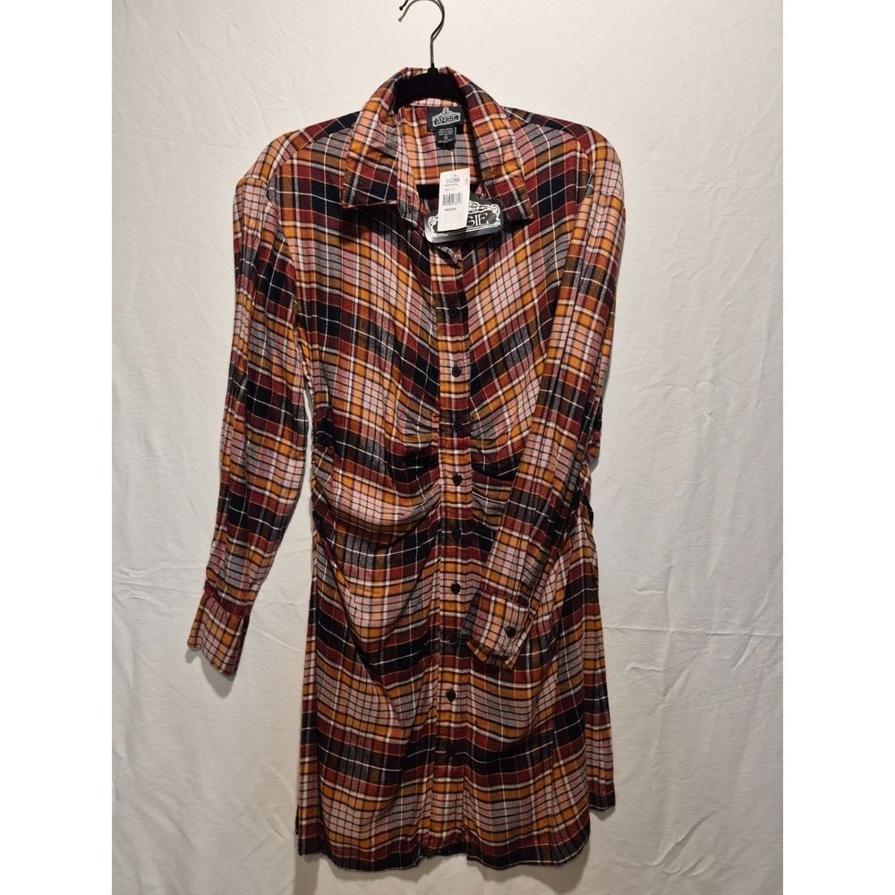 Angie NWT Rustic Flannel Shirtdress Med Grunge 90's Revival Cottagecore Casual
